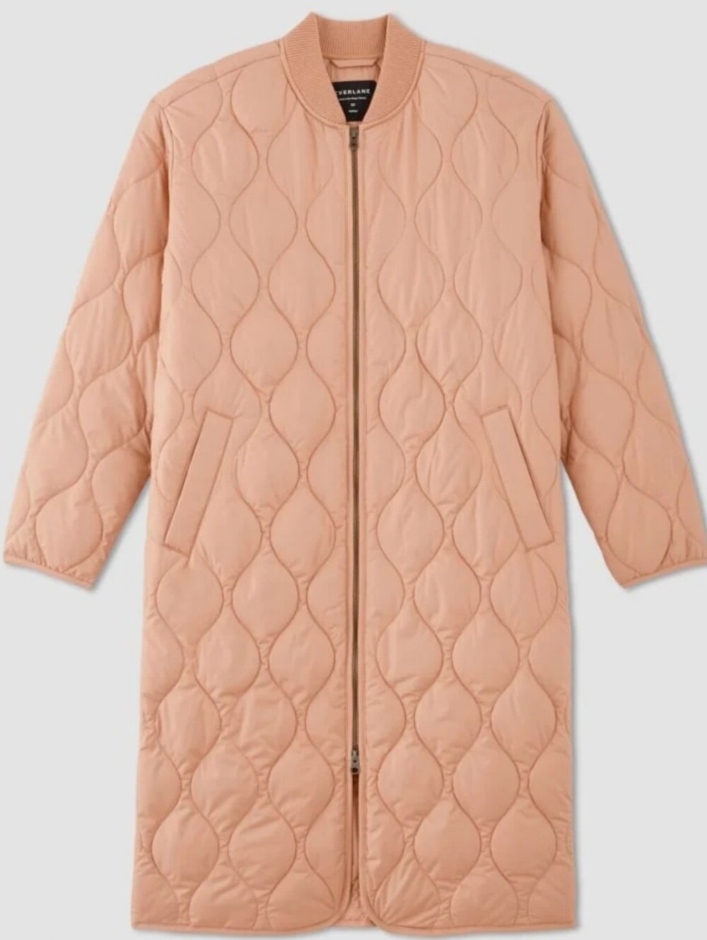 Everlane The Renew Quilted Long Liner Jacket Oversized in Blush Size S